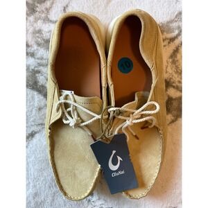 OluKai Men's Tan Suede Ka'a Driver Moc Toe Lace Up Shoes Size 10